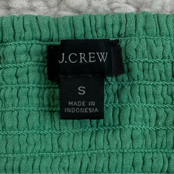 J Crew Women's Small Squareneck Soft Gauze Dress Green BG502 Smocked - Picture 3 of 11